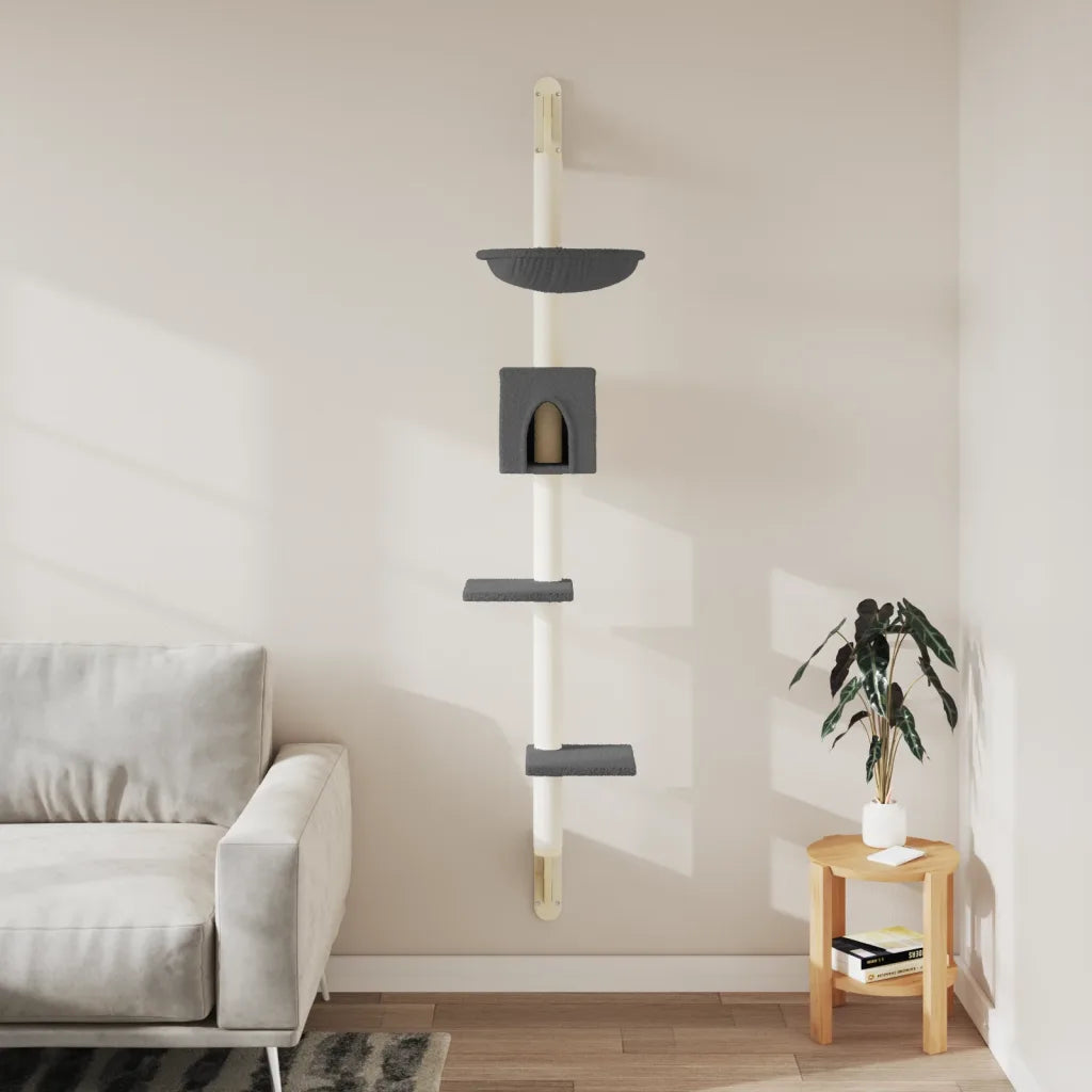 Albero per gatti a parete con tiragraffi 35x53x187 cm