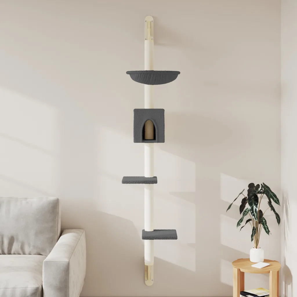 Albero per gatti a parete con tiragraffi 35x53x187 cm