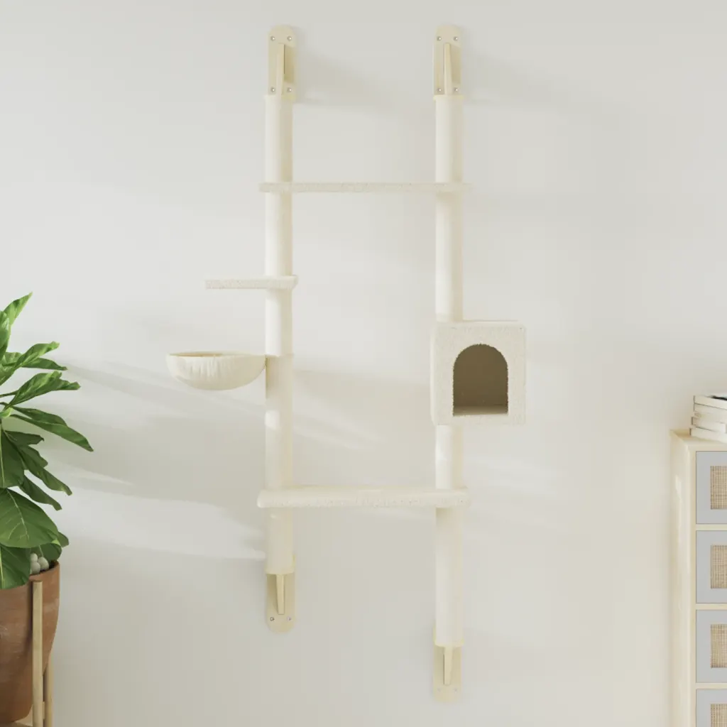 Albero per gatti a parete con tiragraffi 79,5x35x180 cm
