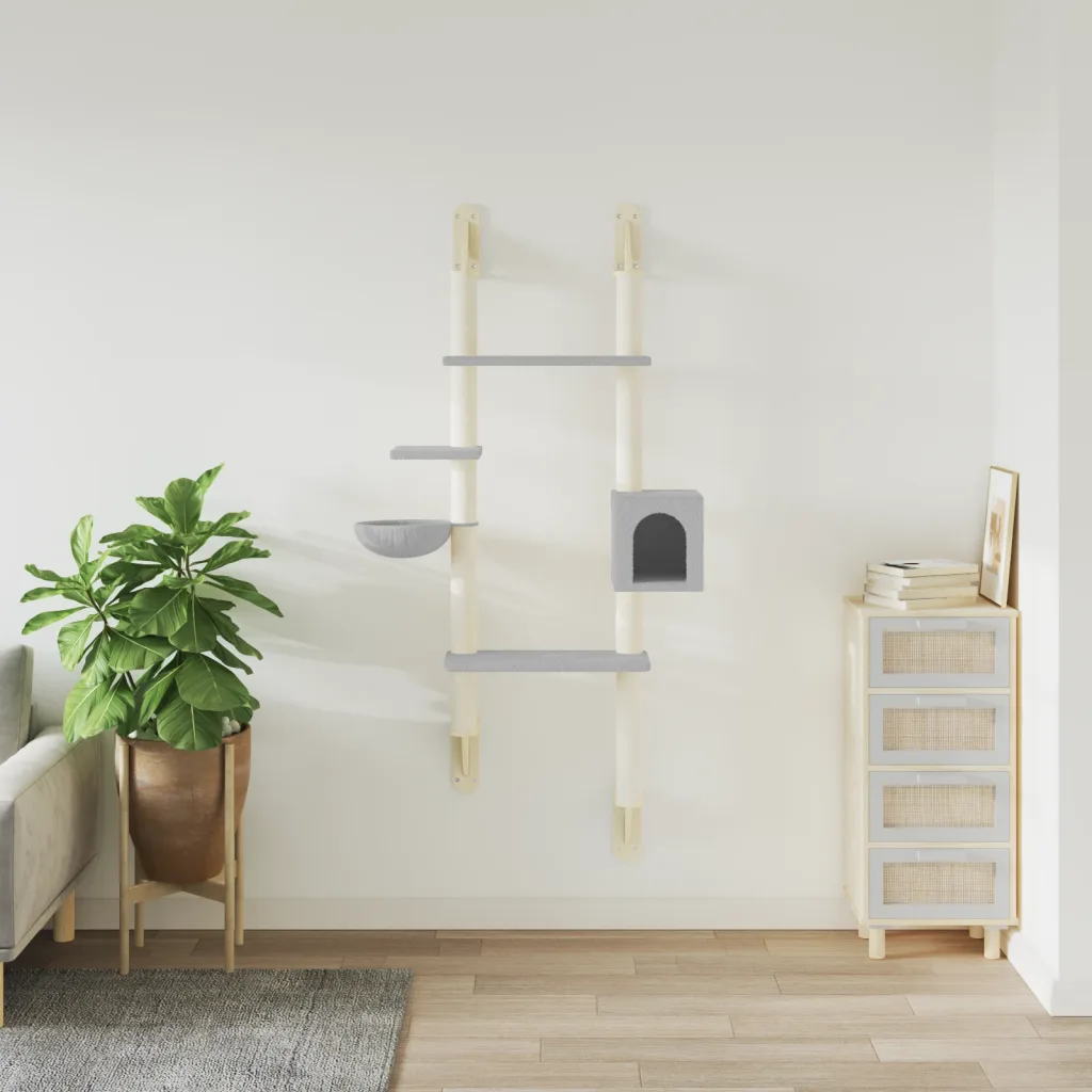 Albero per gatti a parete con tiragraffi 79,5x35x180 cm
