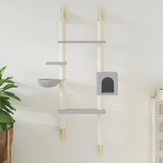 Albero per gatti a parete con tiragraffi 79,5x35x180 cm