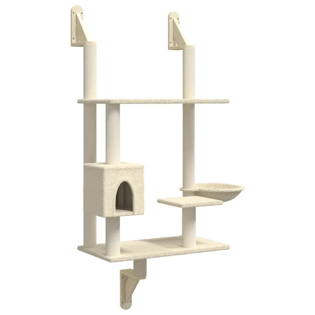 Albero per gatti a parete con tiragraffi 90x52x153 cm