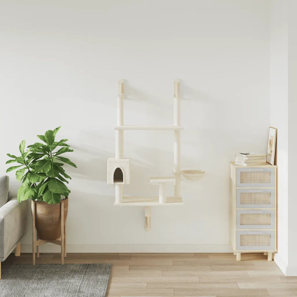 Albero per gatti a parete con tiragraffi 90x52x153 cm