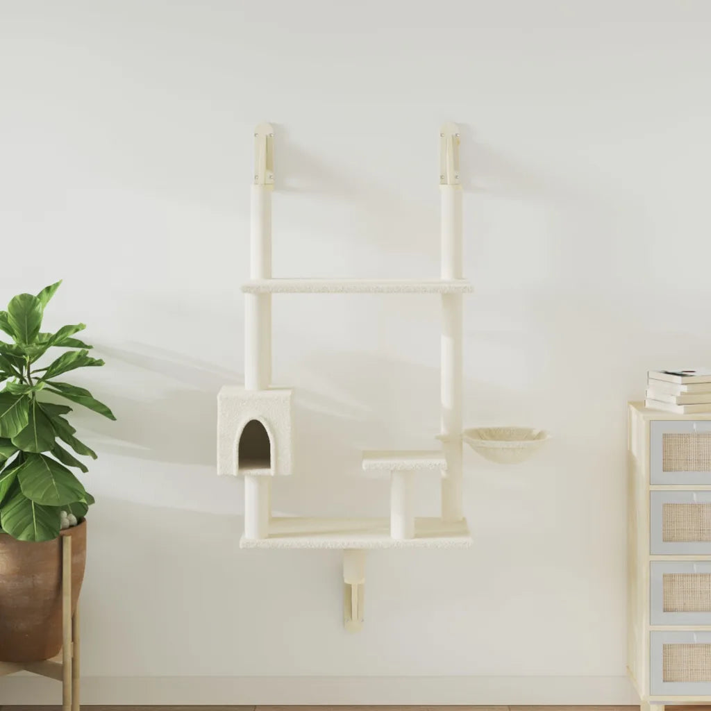 Albero per gatti a parete con tiragraffi 90x52x153 cm