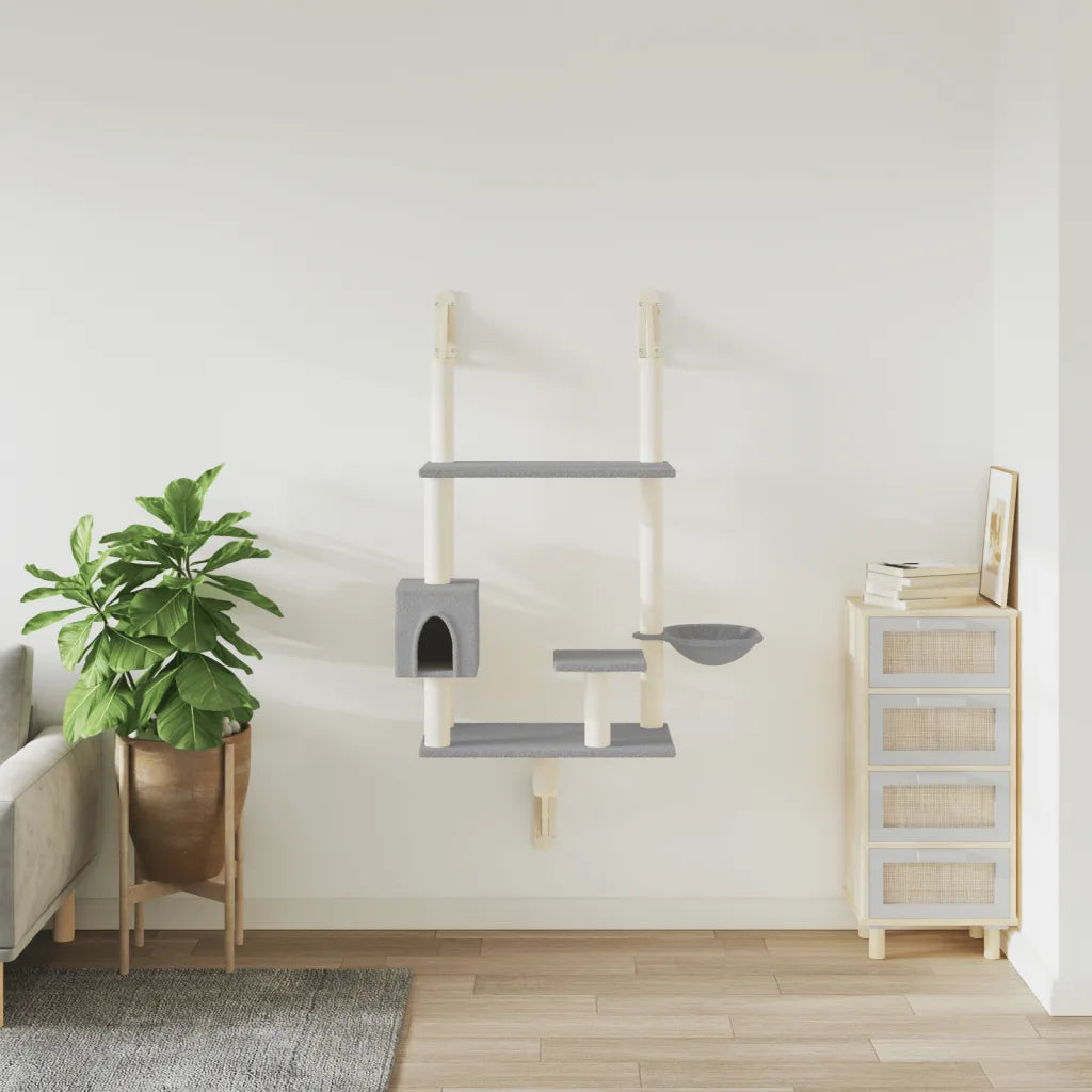 Albero per gatti a parete con tiragraffi 90x52x153 cm