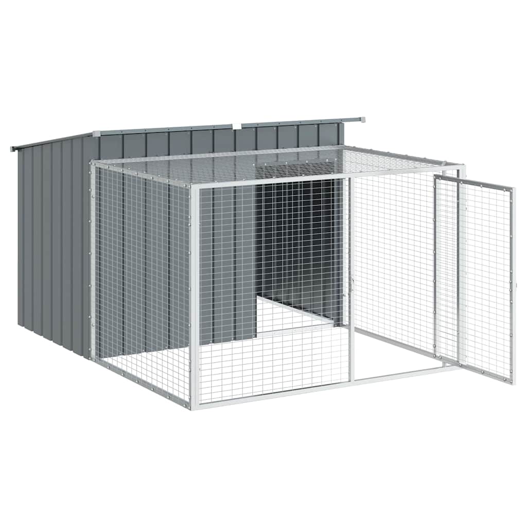 Cuccia per cani con recinto antracite 153x194x110 cm in acciaio zincato