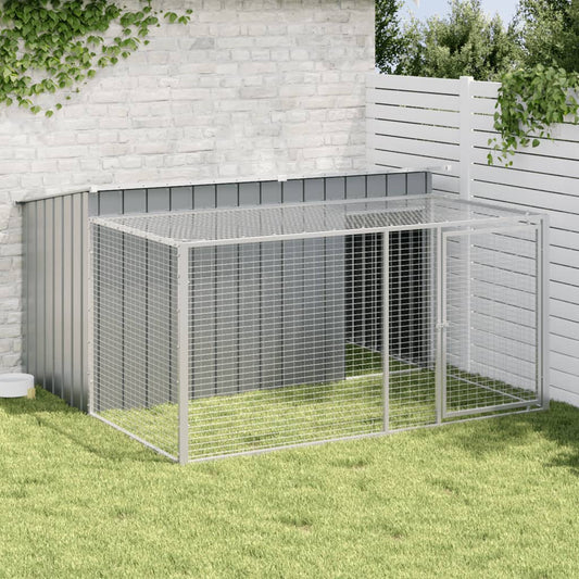 Cuccia per cani con recinto antracite 197x194x110 cm in acciaio zincato