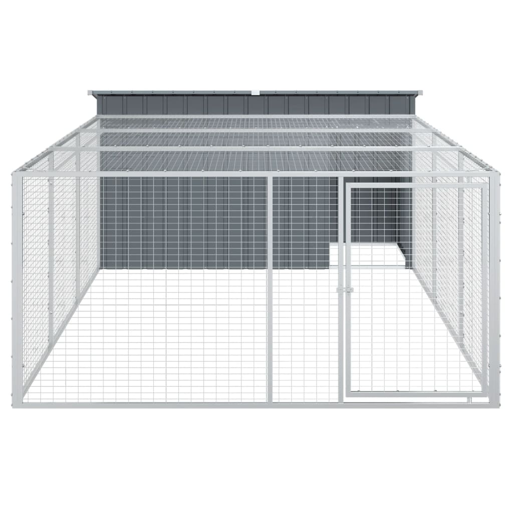 Cuccia per cani con recinto antracite 197x396x110 cm in acciaio zincato