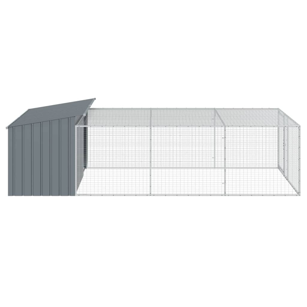 Cuccia per cani con recinto antracite 197x396x110 cm in acciaio zincato