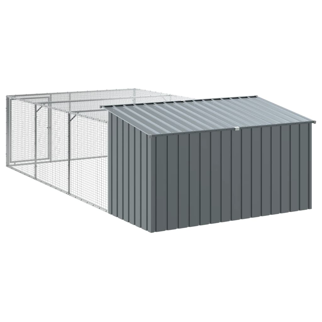 Cuccia per cani con recinto antracite 197x396x110 cm in acciaio zincato