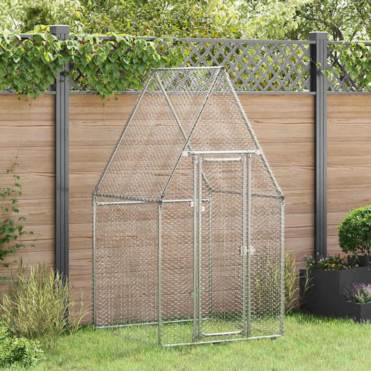 Gabbia per Polli Argento 100x100x190 cm in Acciaio Zincato