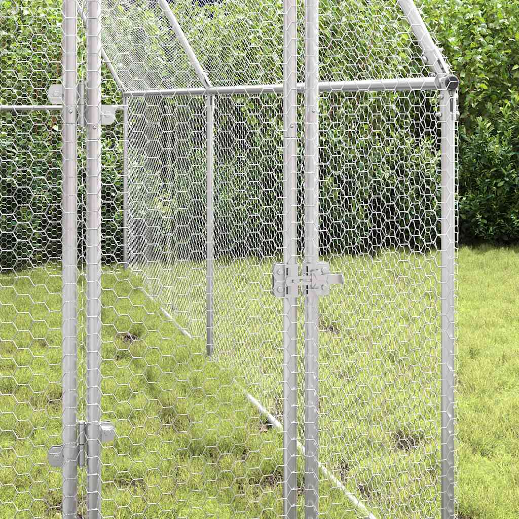 Gabbia per Polli Argento 400x100x190 cm in Acciaio Zincato