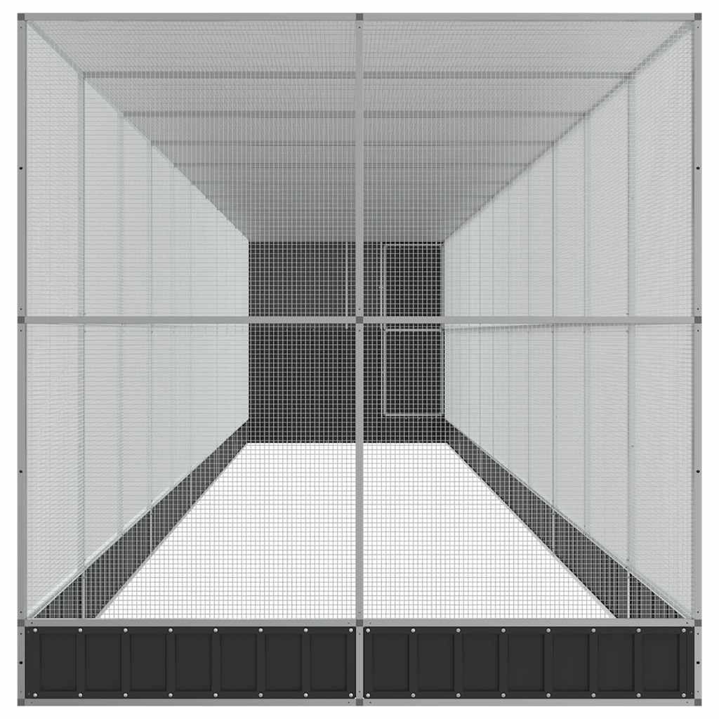Voliera con Estensione Argento 1244x203x216 cm in Acciaio