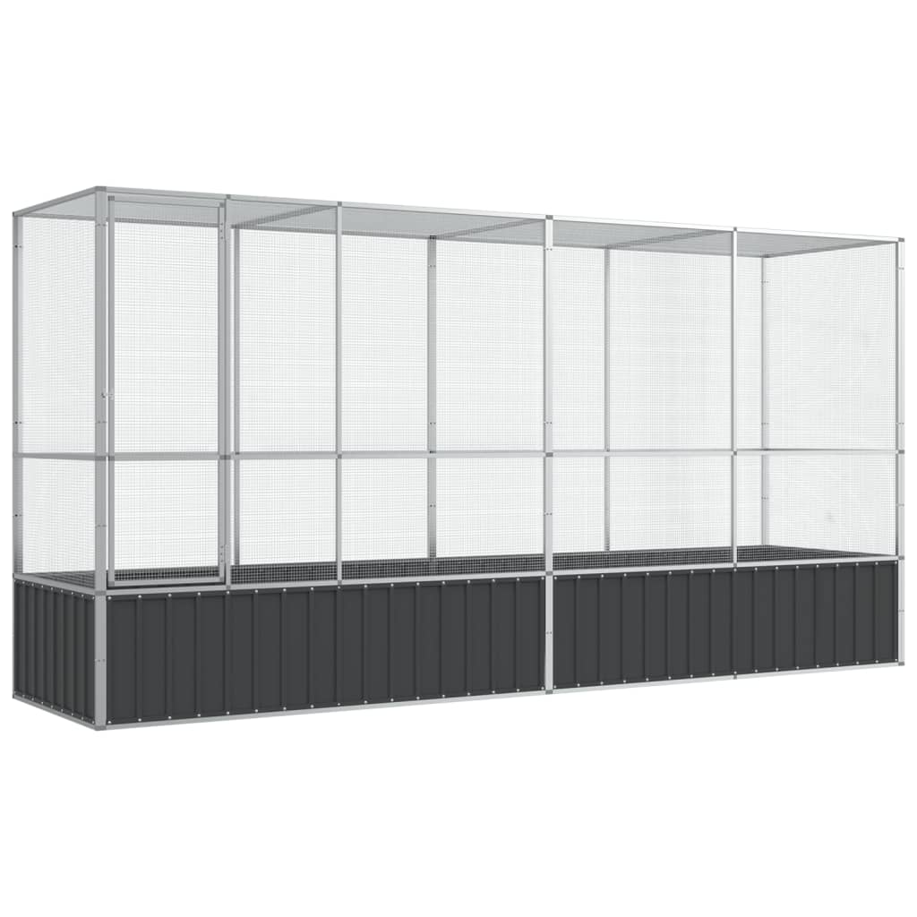 Voliera con Estensione Argento 418,5x107x212 cm in Acciaio