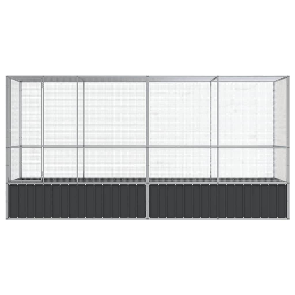 Voliera con Estensione Argento 418,5x107x212 cm in Acciaio