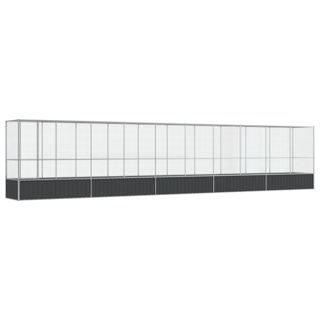 Voliera con Estensione Argento 1042,5x107x212 cm in Acciaio