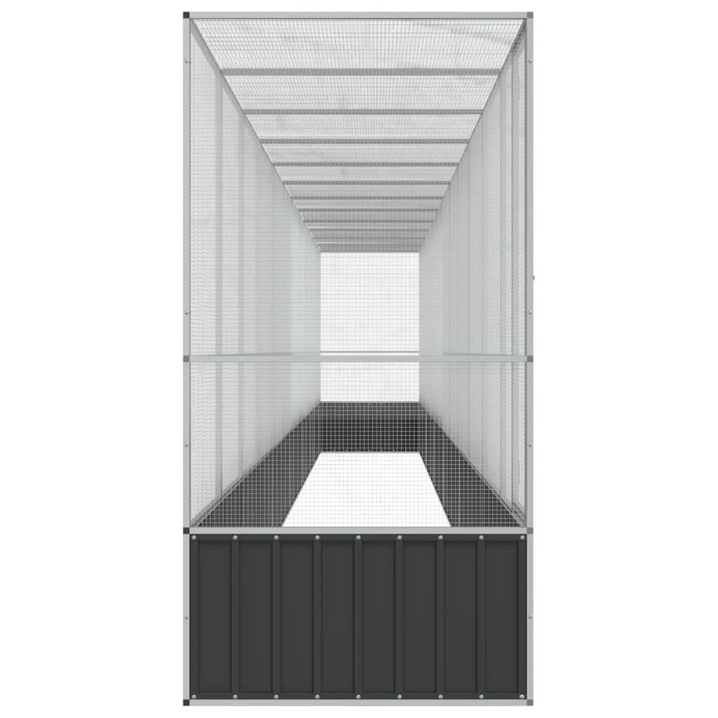 Voliera con Estensione Argento 1250,5x107x212 cm in Acciaio