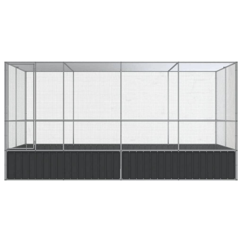 Voliera con Estensione Argento 418x207x212 cm Acciaio