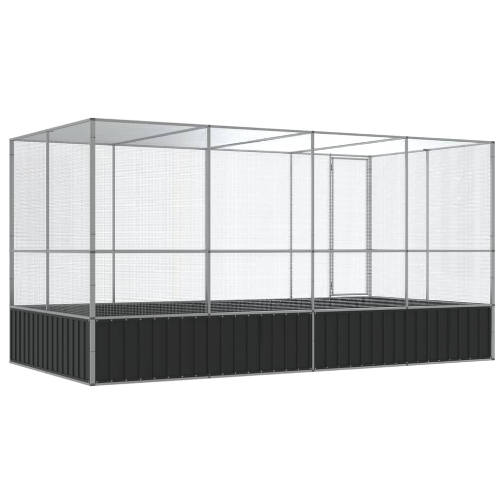 Voliera con Estensione Argento 418x207x212 cm Acciaio