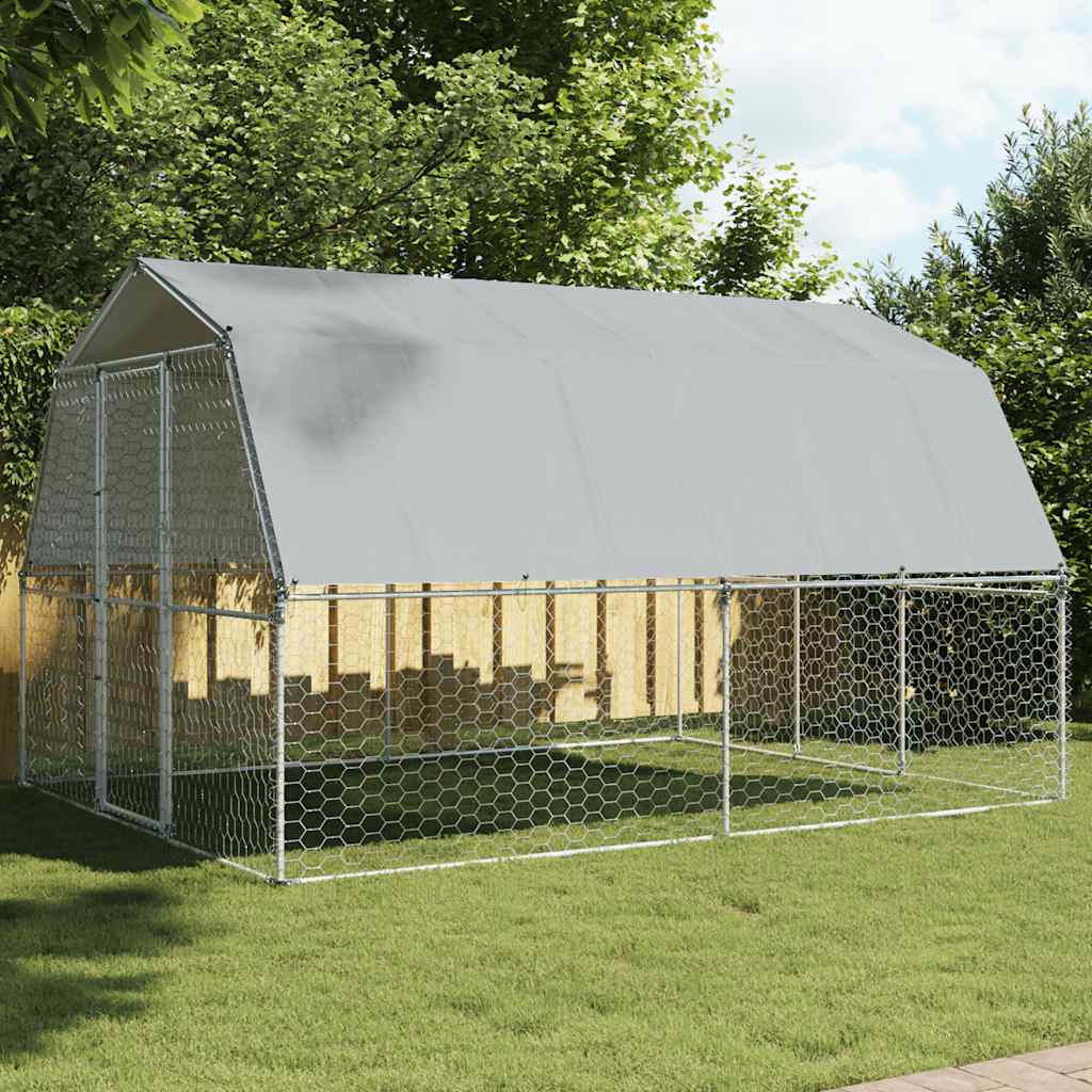 Box per Cani con Tetto e Anta in Acciaio Zincato