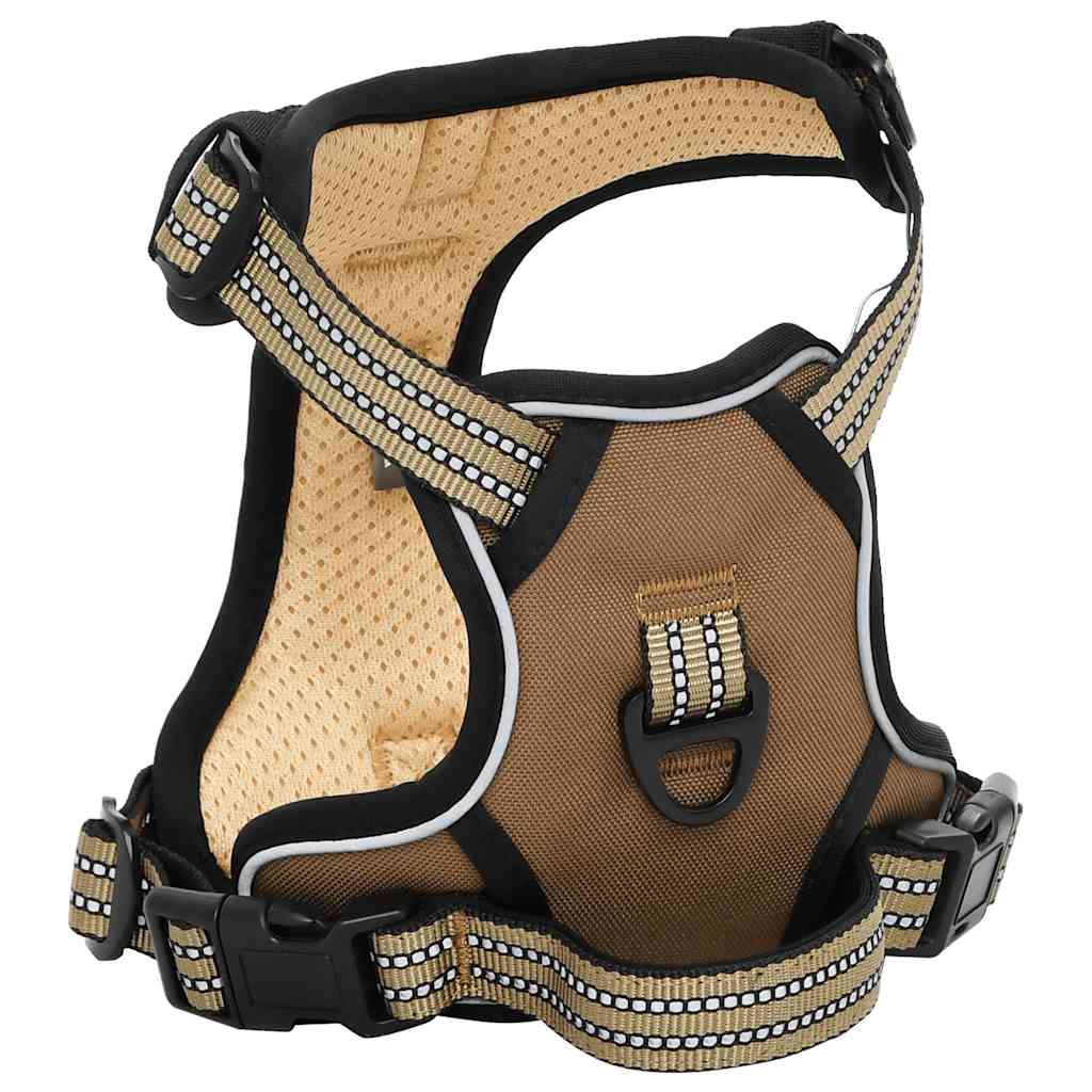 Pettorina per Cani con Strisce Riflettenti Regolabile Marrone L