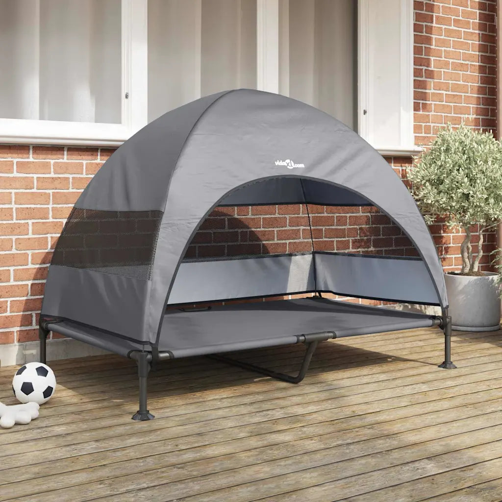 Letto per cani elevato 127 x 81 x 108 cm in tessuto e acciaio