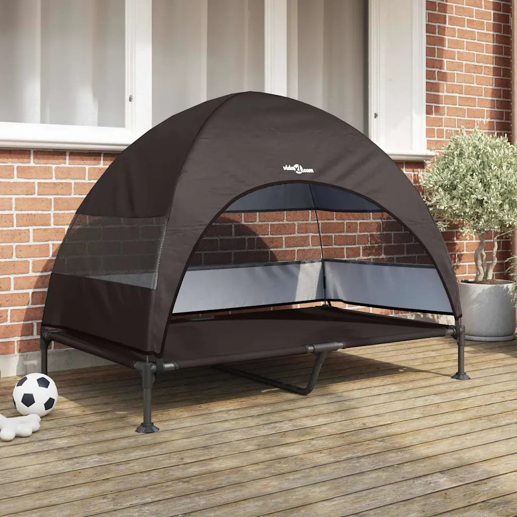 Letto per cani elevato 127 x 81 x 108 cm in tessuto e acciaio