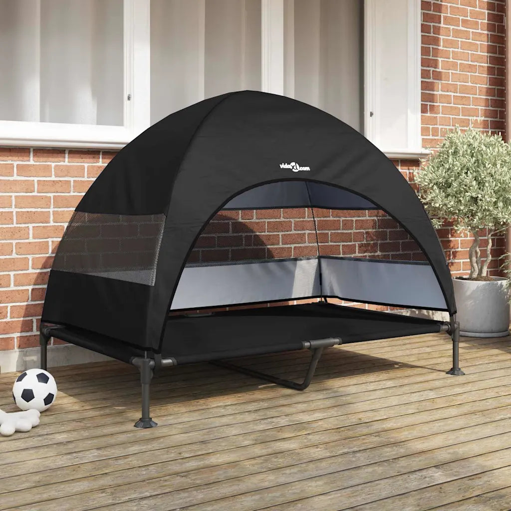 Letto per cani elevato 127 x 81 x 108 cm in tessuto e acciaio