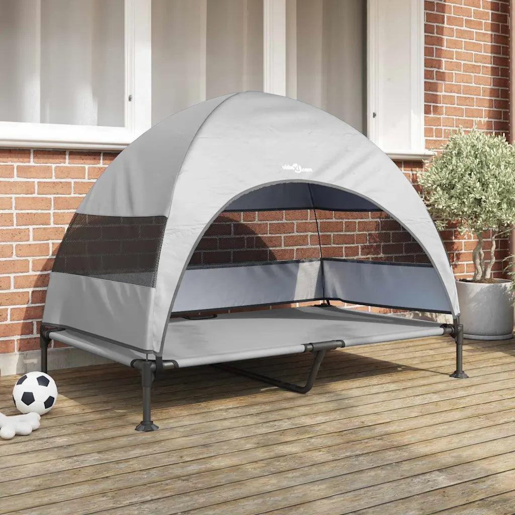 Letto per cani elevato 127 x 81 x 108 cm in tessuto e acciaio