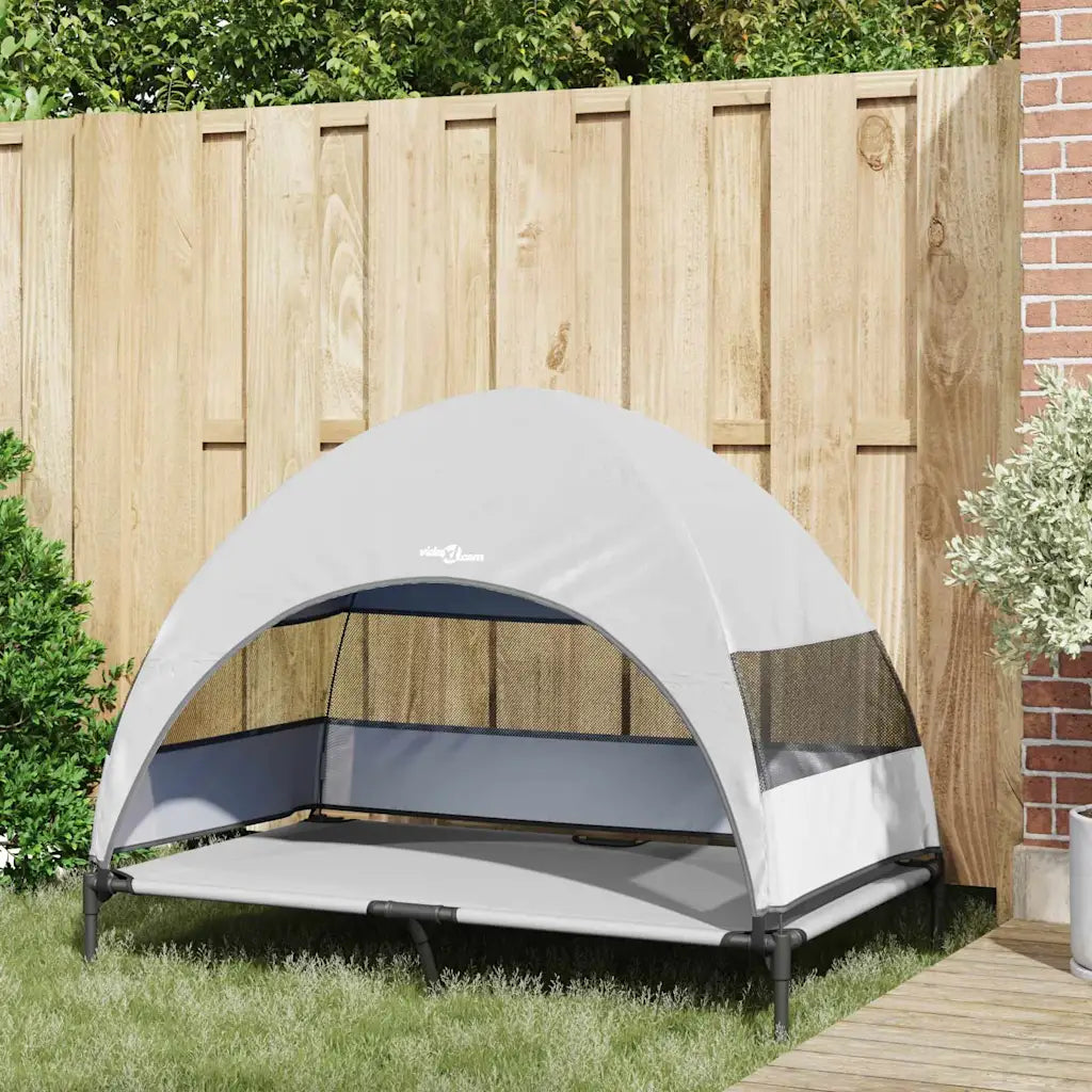 Letto per cani elevato 127 x 81 x 108 cm in tessuto e acciaio