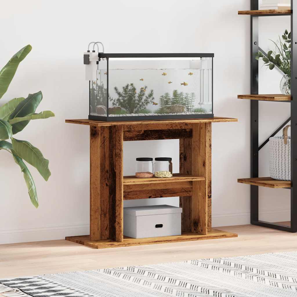 Supporto per acquario in legno antico 80x35x60 cm in legno ingegnerizzato