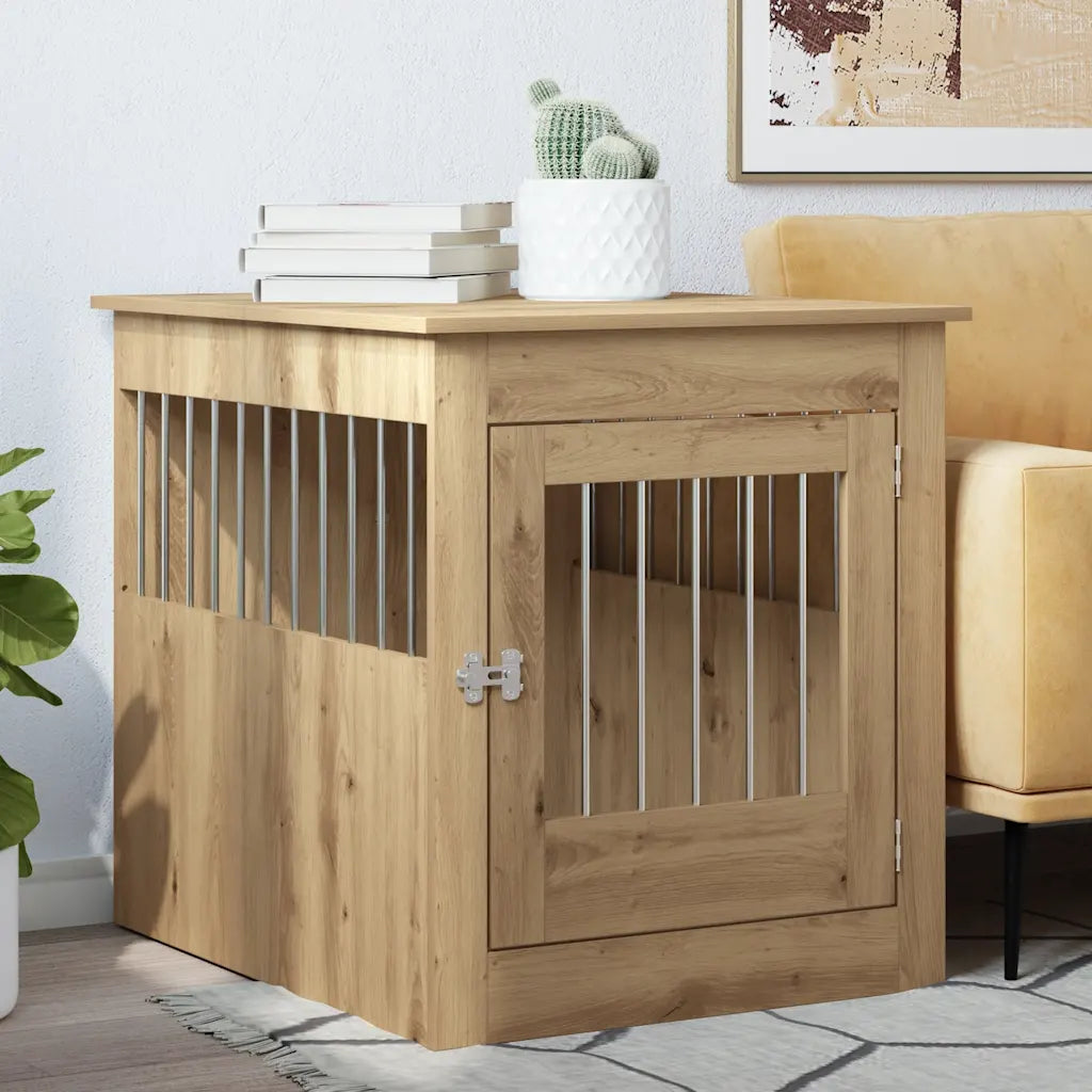 Gabbia per cani in legno 64,5x80x71 cm con funzione tavolino