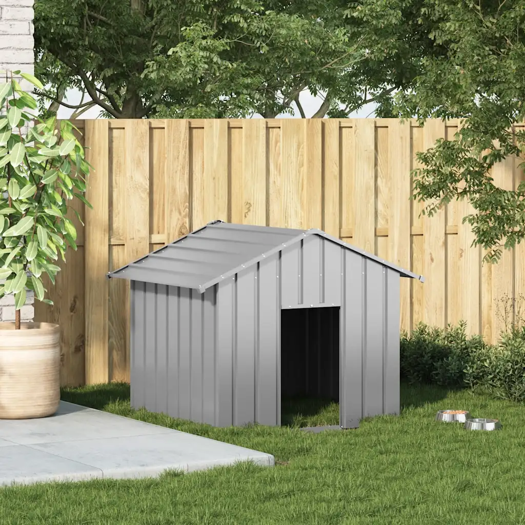 Casetta per cani con tetto 131x101x102 cm in acciaio zincato