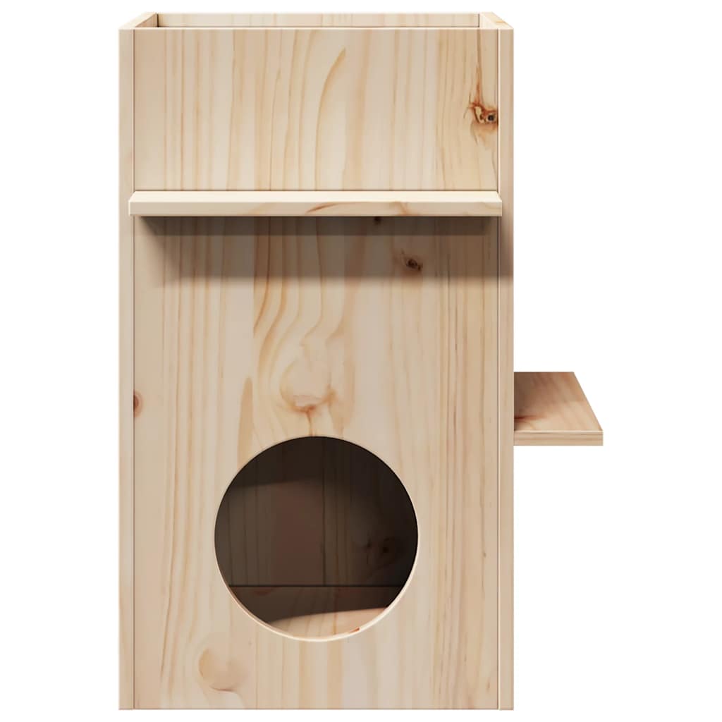 Cuccia per Gatti 43x43x60 cm in Legno Massello di Pino