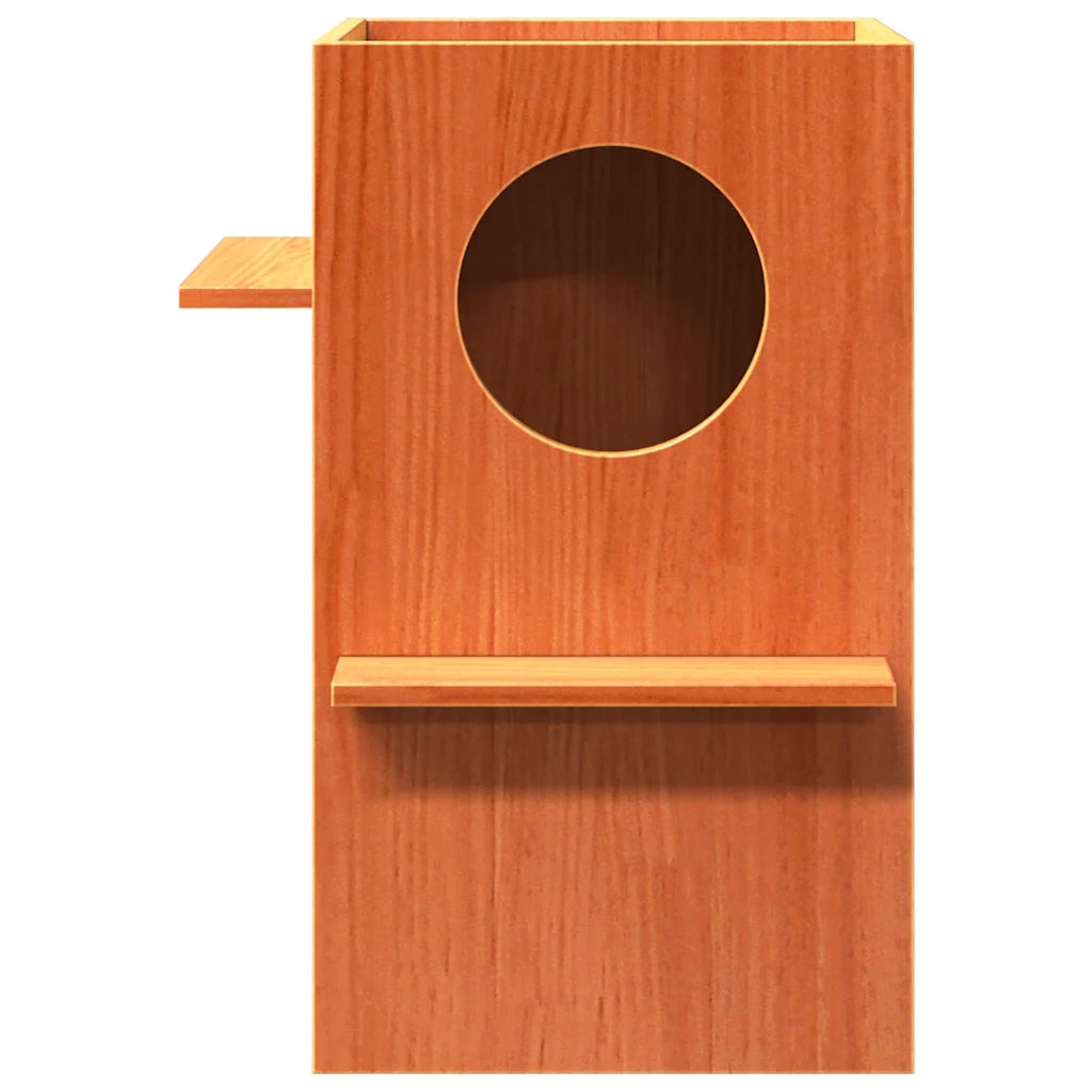 Cuccia per gatti in legno di pino massello 43x43x60 cm bianca