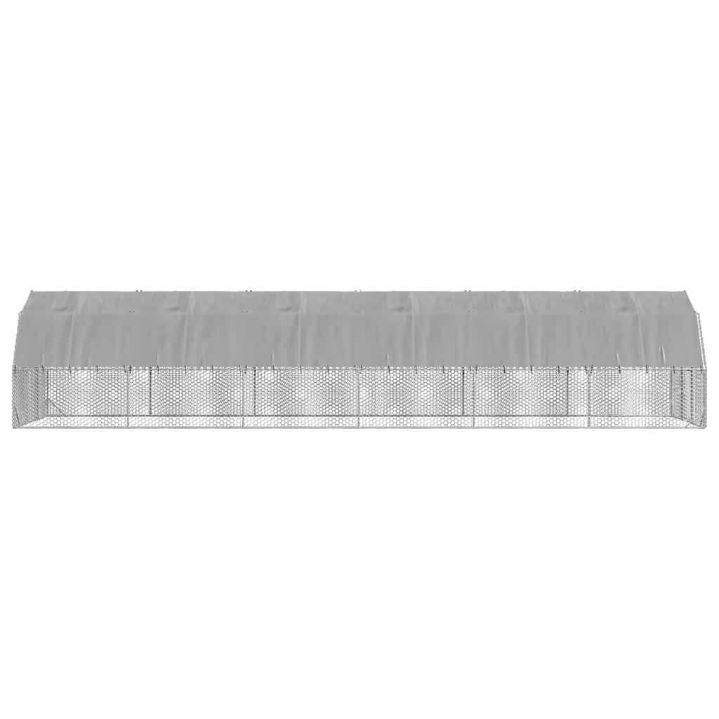 Recinto per Polli con Tetto 2,5x12x2,25 m in Acciaio Zincato