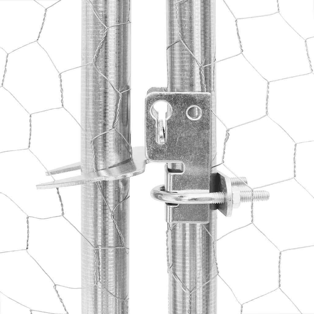 Recinto per Polli con Tetto 2,5x8x2,25 m in Acciaio Zincato
