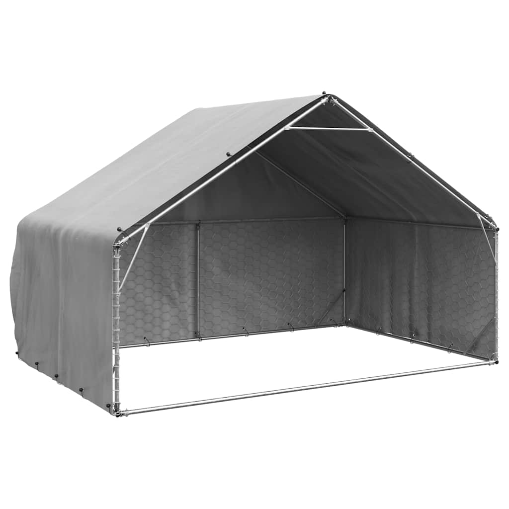 Cuccia per cani da esterno con copertura 3x2x1,9 m in acciaio zincato