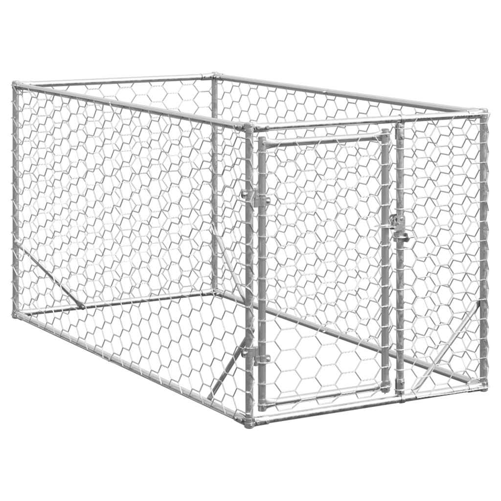Cuccia per cani da esterno con porta 2x1x1 m in acciaio zincato