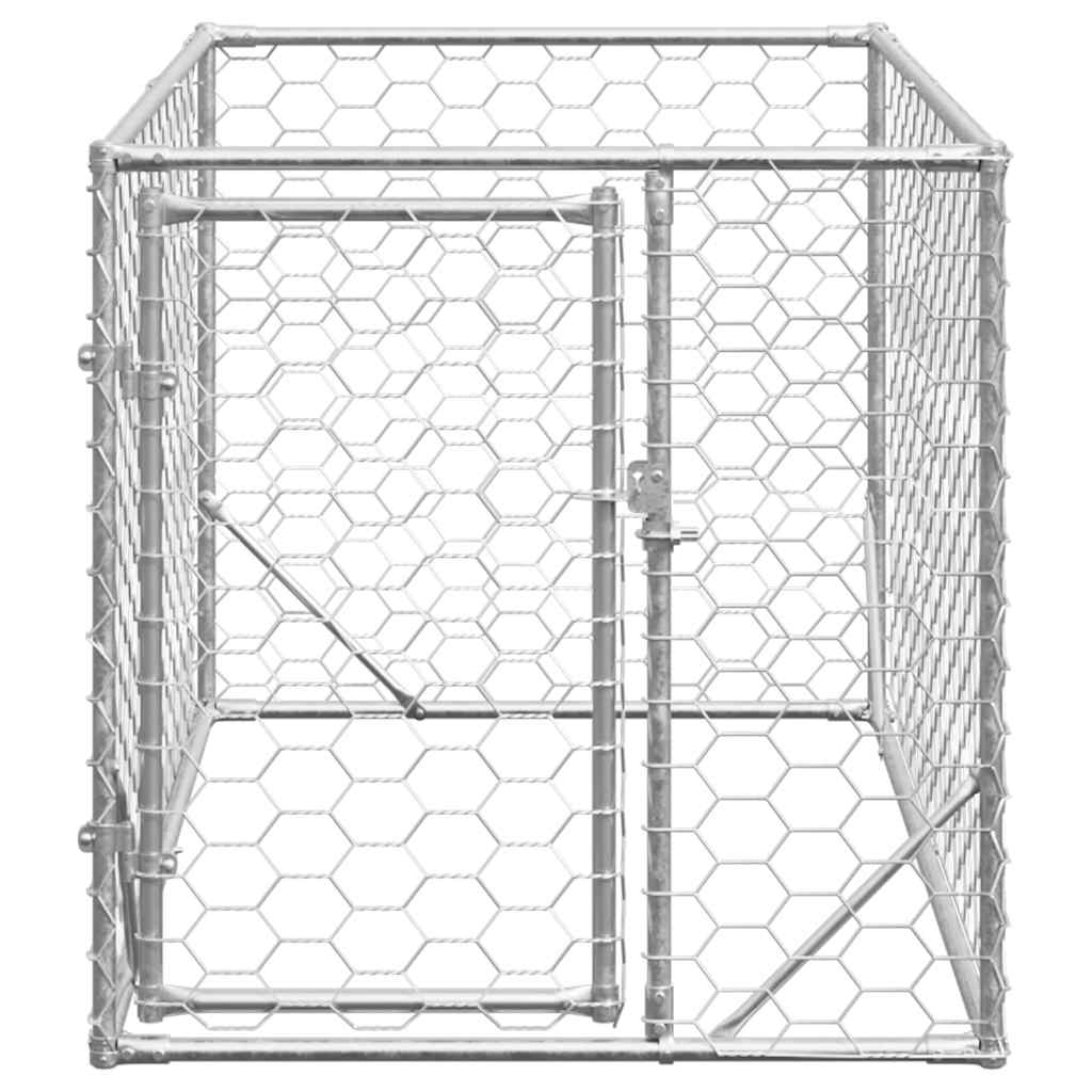 Cuccia per cani da esterno con porta 2x1x1 m in acciaio zincato