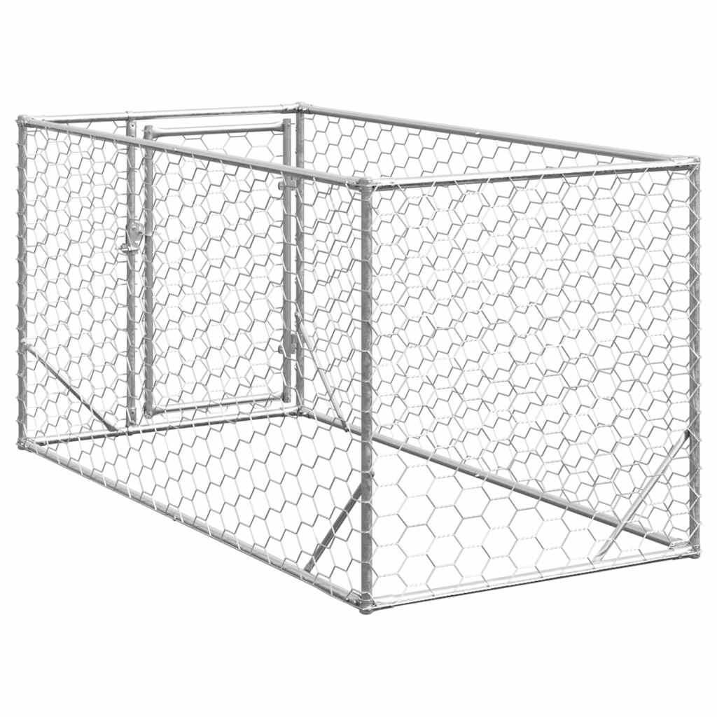Cuccia per cani da esterno con porta 2x1x1 m in acciaio zincato