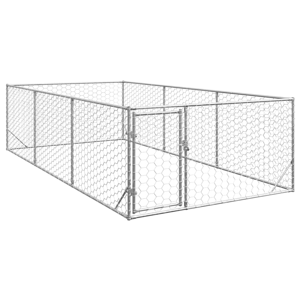 Cuccia per cani da esterno con porta 2x4x1 m in acciaio zincato
