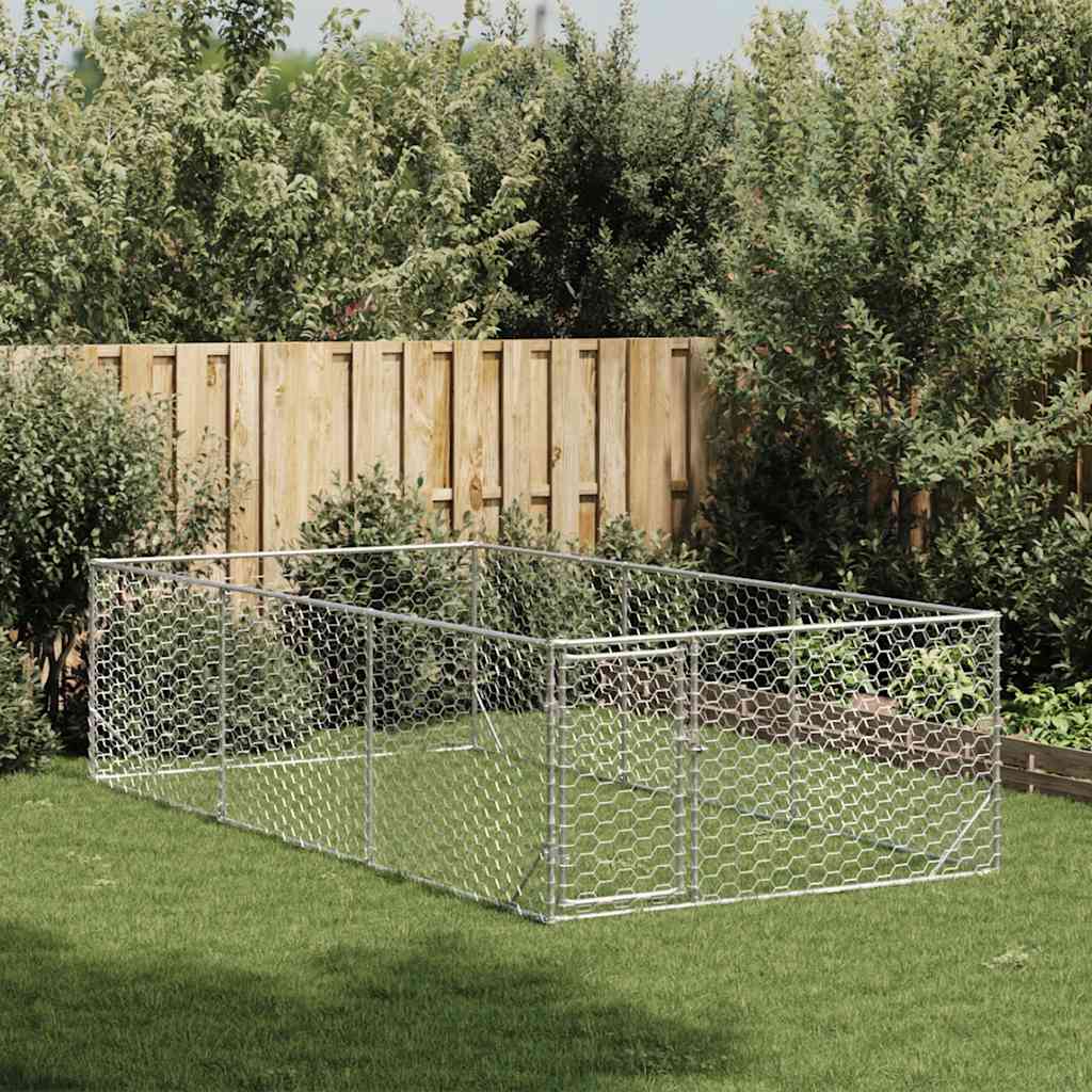 Cuccia per cani da esterno con porta 2x4x1 m in acciaio zincato