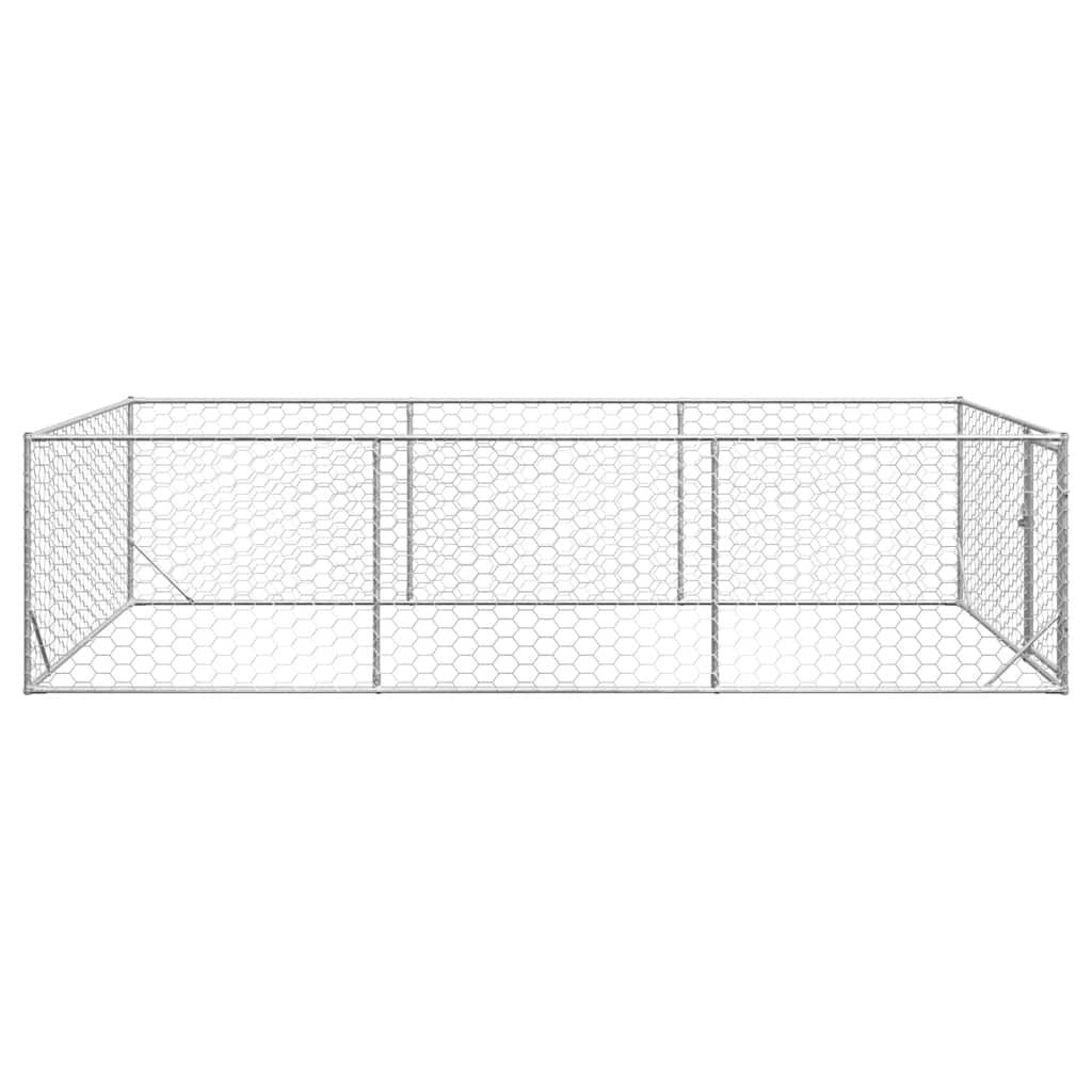 Cuccia per cani da esterno con porta 2x4x1 m in acciaio zincato