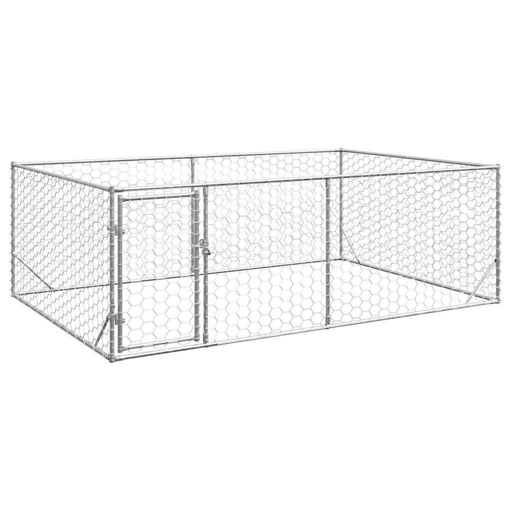 Cuccia per cani da esterno con porta 3x2x1 m in acciaio zincato