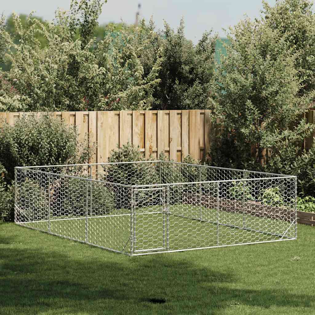 Cuccia per cani da esterno con porta 3x4x1 m in acciaio zincato