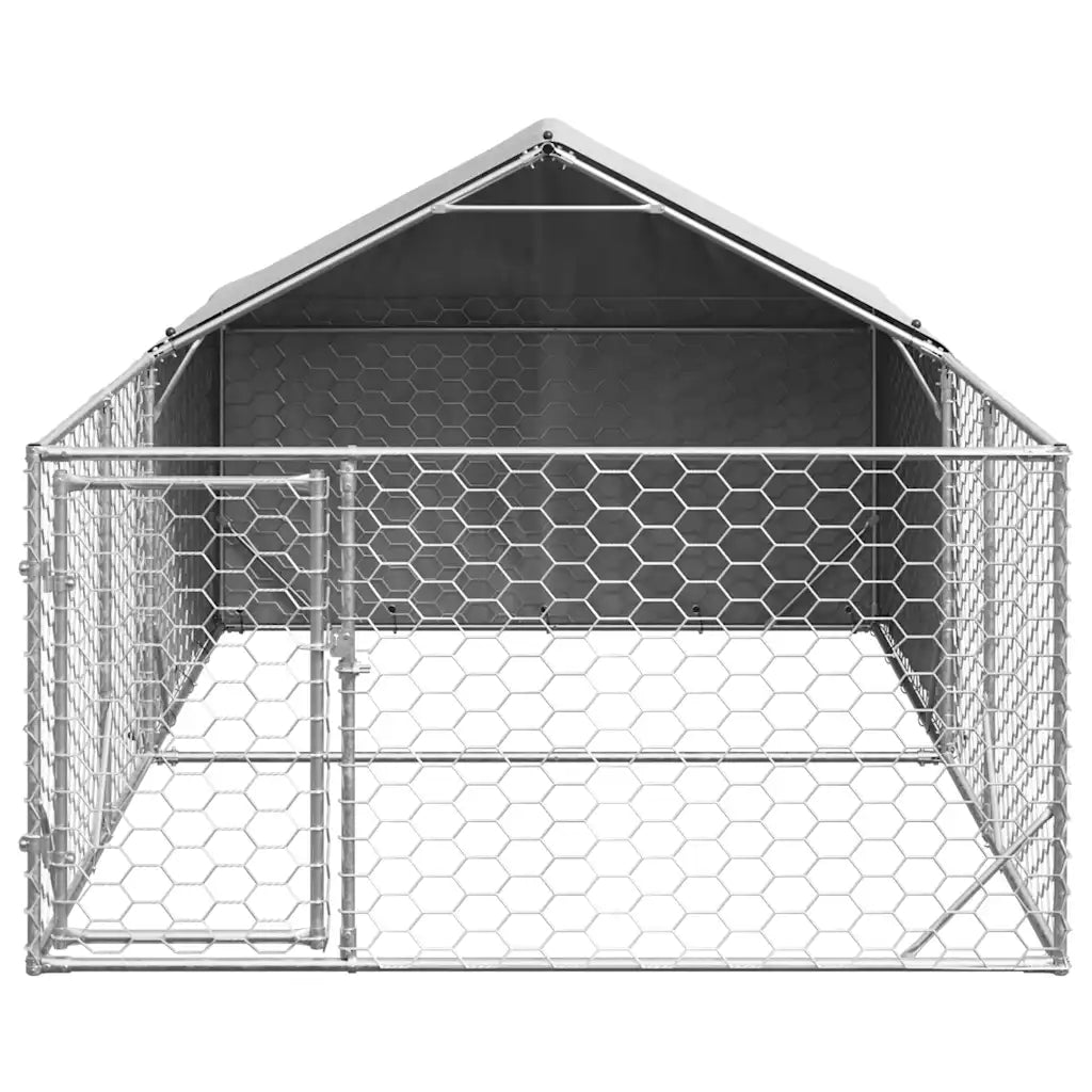 Cuccia per cani da esterno con recinto 4x2x1,5 m acciaio zincato