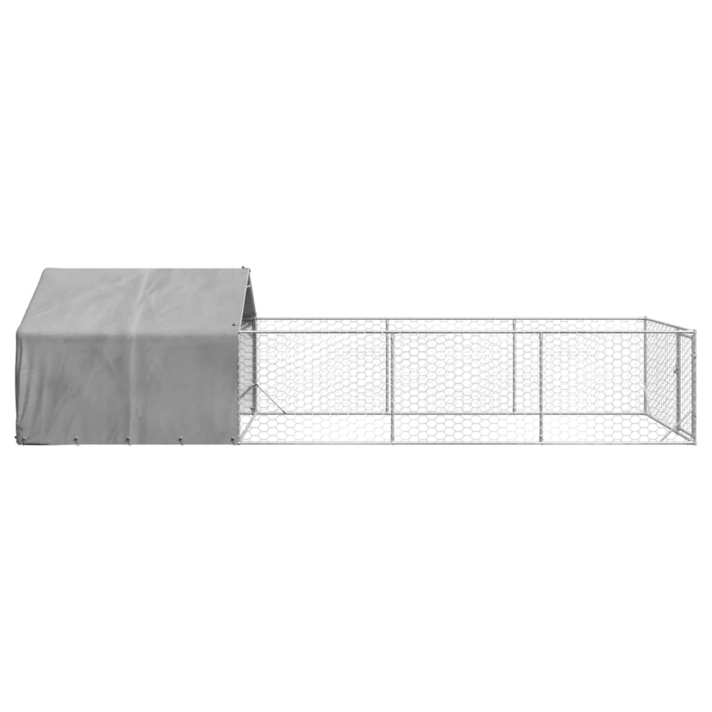 Cuccia per Cani da Esterno con Recinto 7x2x1,5m Acciaio Zincato