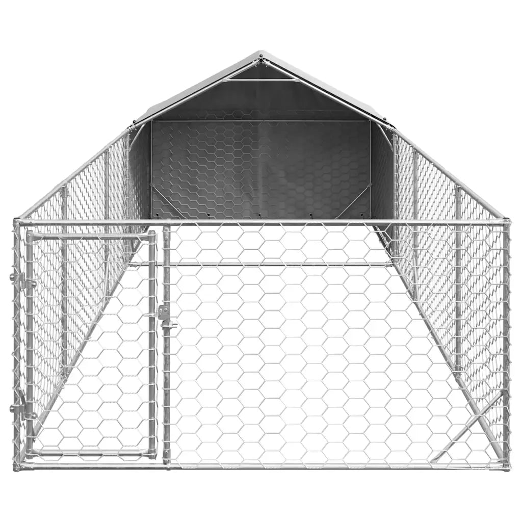 Cuccia per cani da esterno con recinto 6x2x1,5 m acciaio zincato