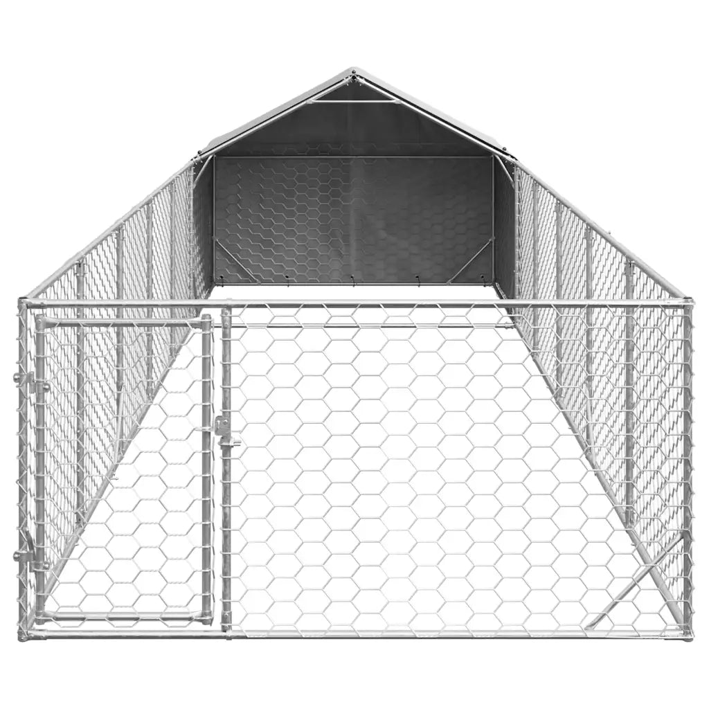 Cuccia per cani da esterno con recinto 8x2x1,5 m acciaio zincato